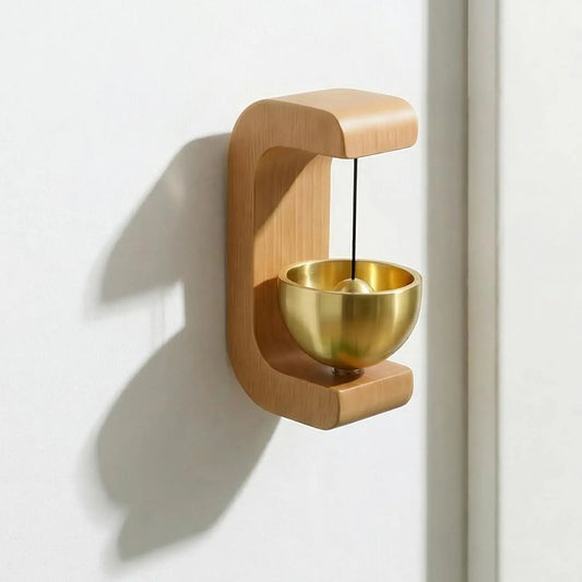 Wooden Magnetic Door Chime – Mini Brass Bell Hanging Decor for Home Entrance, Door & Wall Decoration