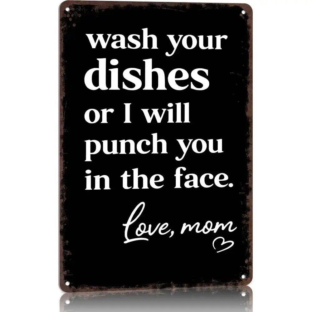 Funny 'Wash Your Dishes' Metal Tin Sign (8"x12") - Waterproof Matte Decor Gift
