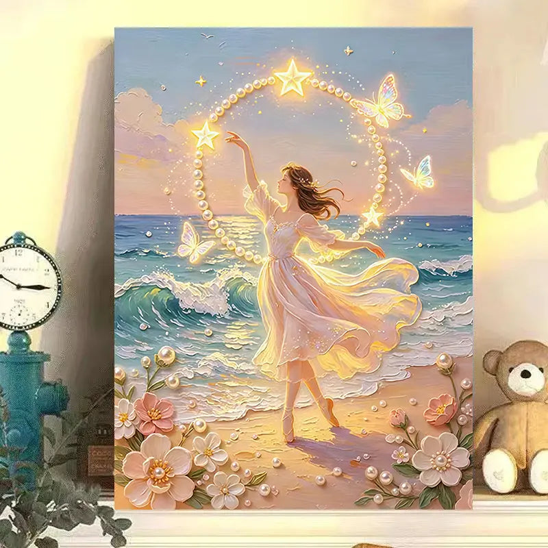 Fireworks Romantic Castle 5D Diamond Painting Kit – DIY Acrylic Round Bead Art Set