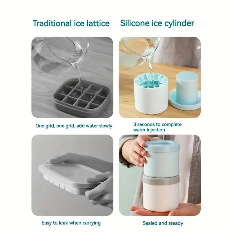 Quick Freezing Silicone Ice Cube Mold, Easy To Use And Durable, For Making Ice Cubes, Ice Buckets And Cylinder Cups Reusable Utensils Blue，christmas gifts