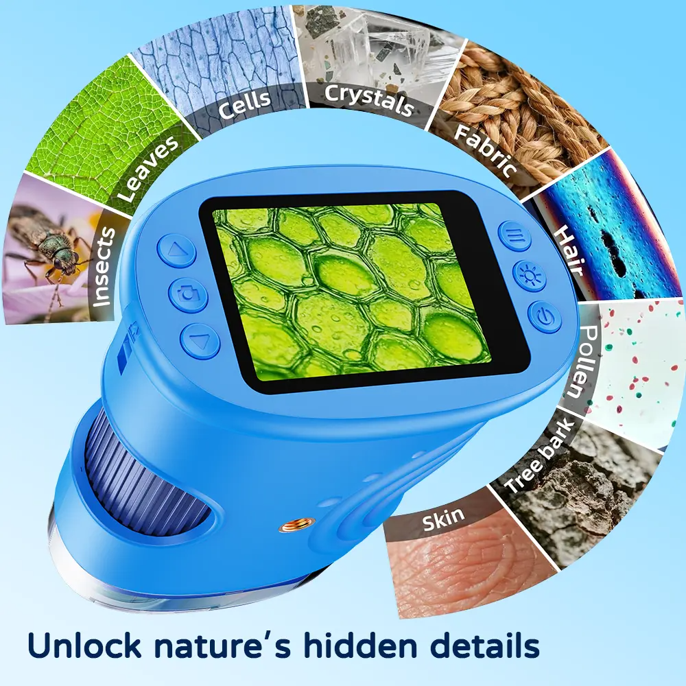 【2026 Upgrade】 1000X Handheld Microscope for Kids with 4K 2.0" Screen, Photo & Video Camera, Rechargeable and Portable, a Fun STEM Gift & Birthday Present for Ages 3+