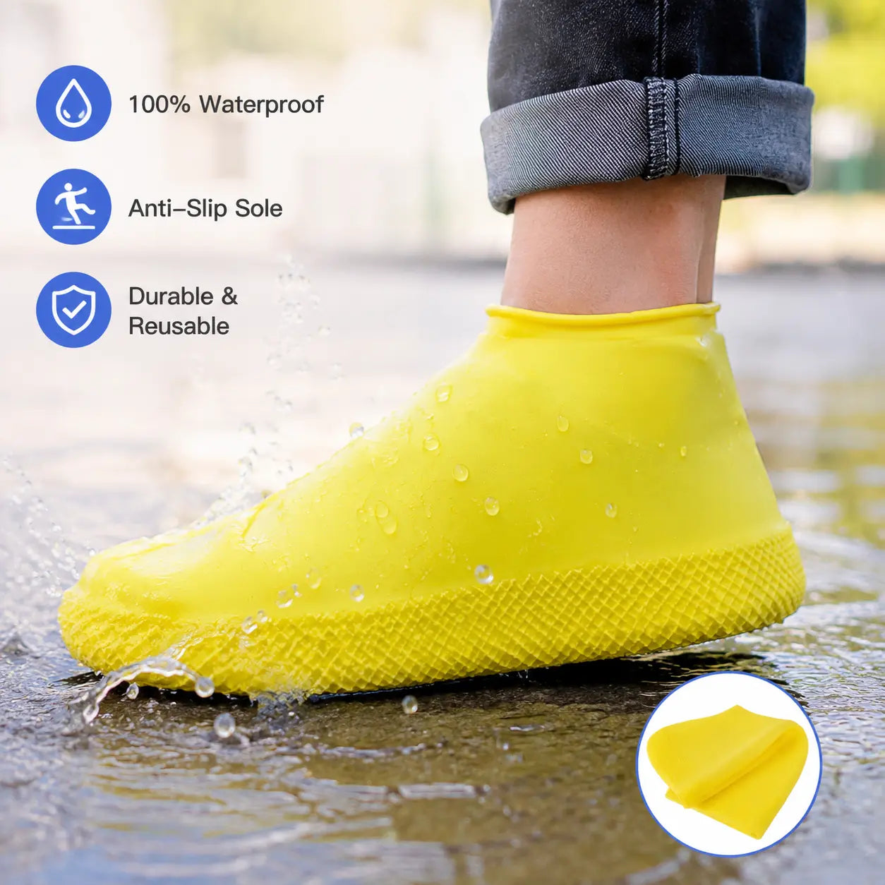 1 Count, Waterproof Anti-slip Thickened Wear-resistant Stretchy Shoe Covers for Outdoor Rainy Day Walking and Daily Travel