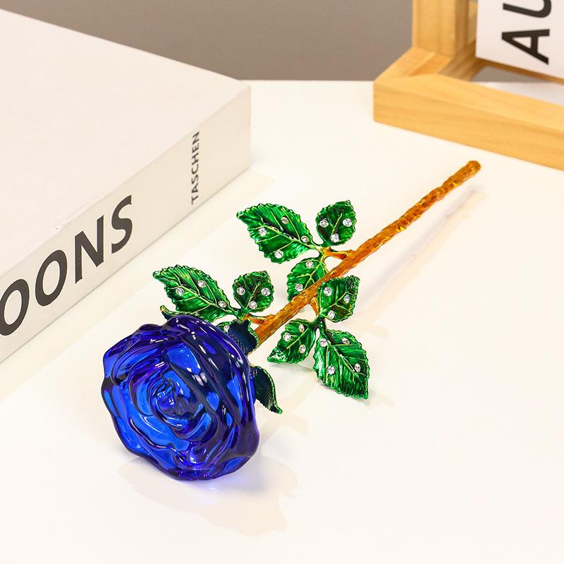 Elegant Glass Crystal Rose, Perfect for Valentine's Day, Mother's Day, Weddings, Decorative Desktop Display, Eternal Flowers