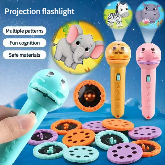 Kids Bedtime Story Projection Flashlight - 48 Pattern STEM Learning Toy with 6 Slides