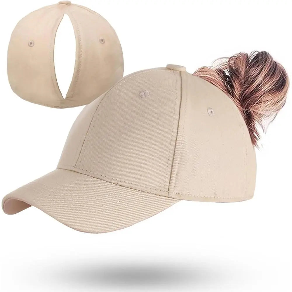 Magnetic Ponytail Baseball Cap – Adjustable Cotton Hat for Women