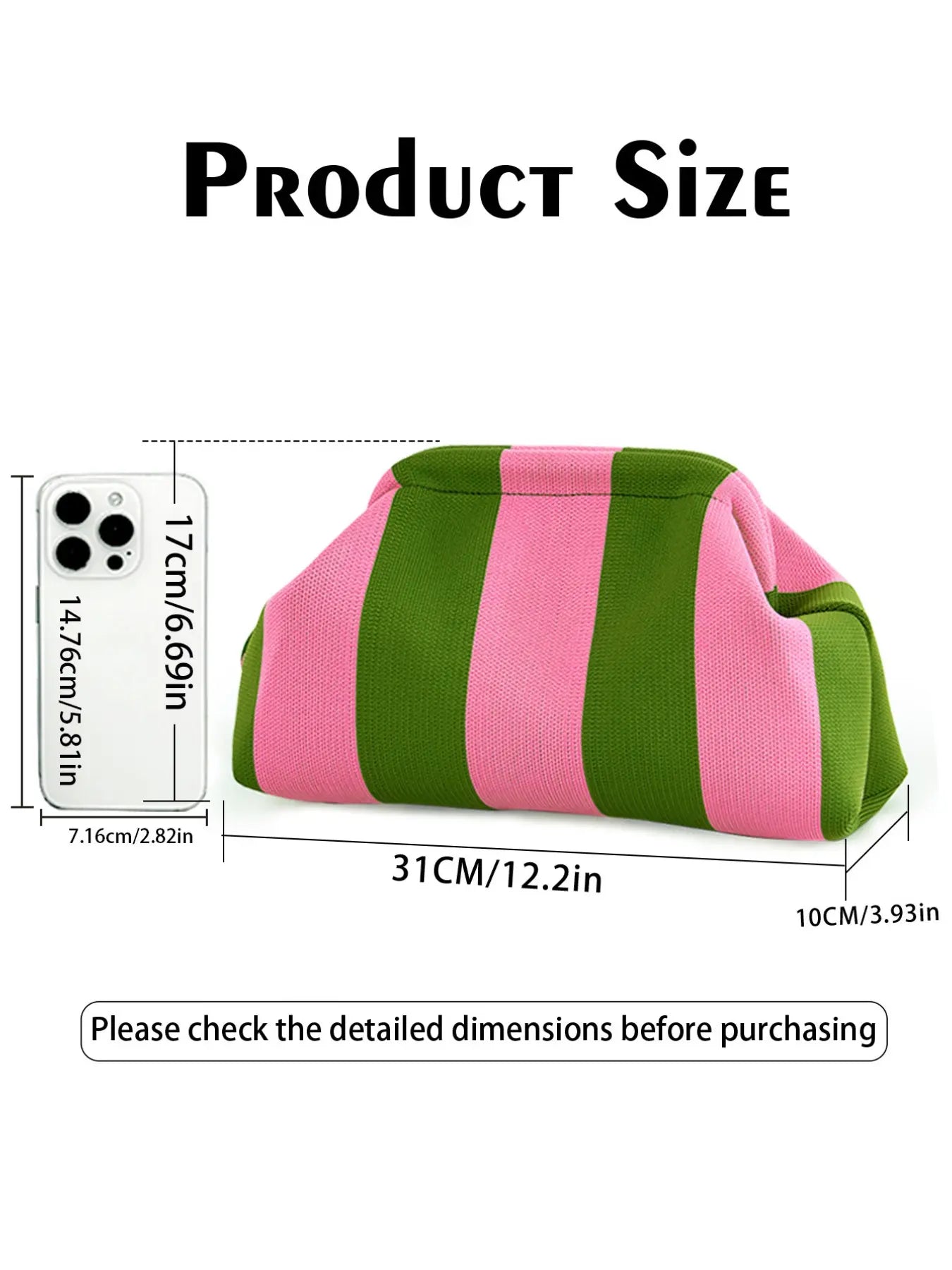 Women's Striped/rhombus/leaf/dot Cloud Handbag, Clip Closure Crossbody Bag, Lightweight Foldable for Daily Use, Gifts for Friends and Valentine's Day