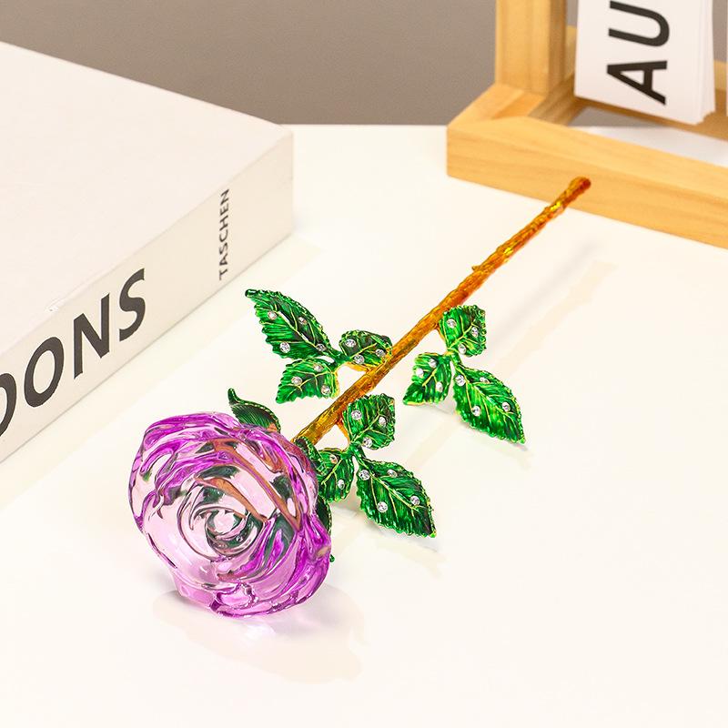 Elegant Glass Crystal Rose, Perfect for Valentine's Day, Mother's Day, Weddings, Decorative Desktop Display, Eternal Flowers