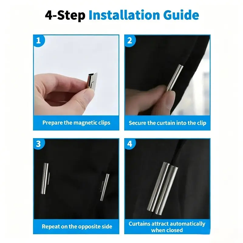 10 Pairs The New Magnetic Curtain Clips | Strong Double-Sided Light Blocking Magnets, No-Pin No Damage Curtain Closure for Blackout Curtains, Shower Liners, Bedroom Office-YY