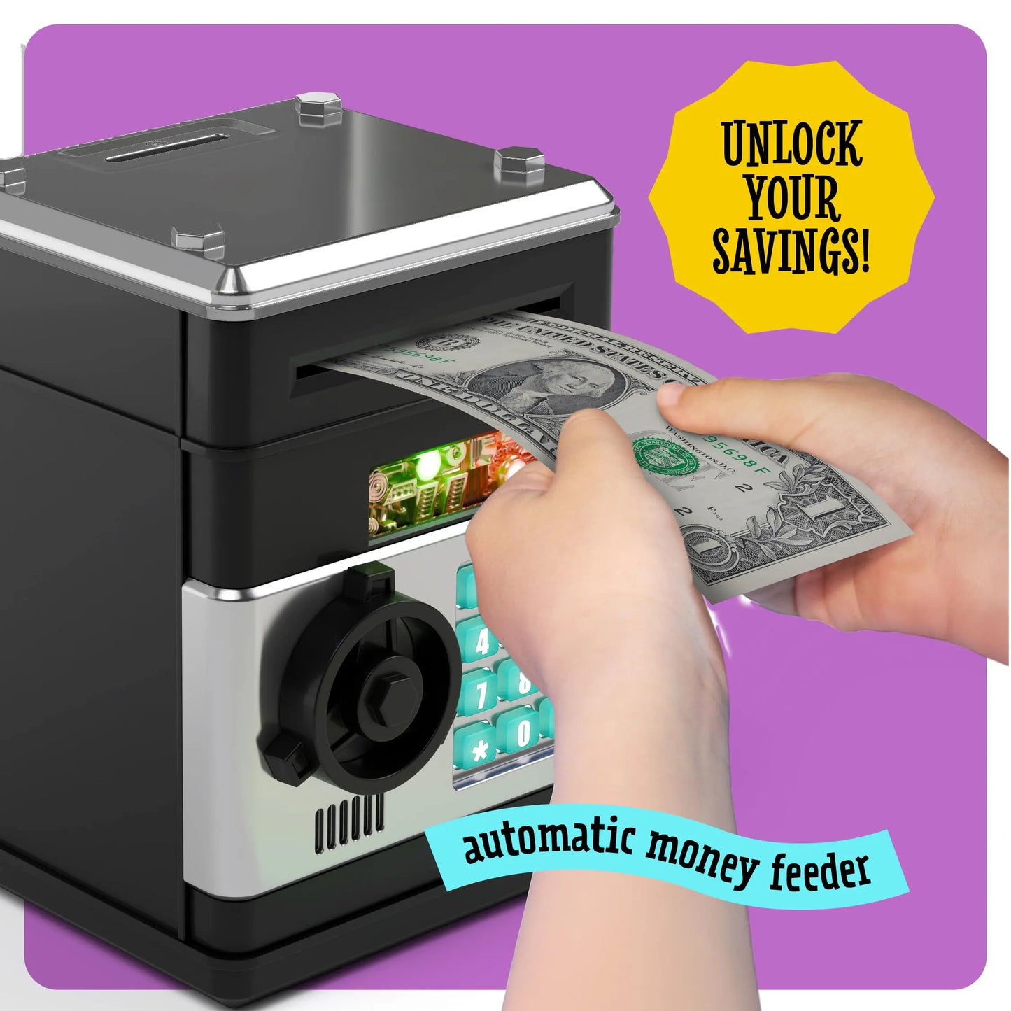 Piggy Bank for Boys Adults, Electronic ATM Coin Cash Bank with Password Code Lock and Auto Grab Bill Slot, Large Capacity Coin Bank Money Jar for Adults, Designed for All US Coins, Capacity 10000+