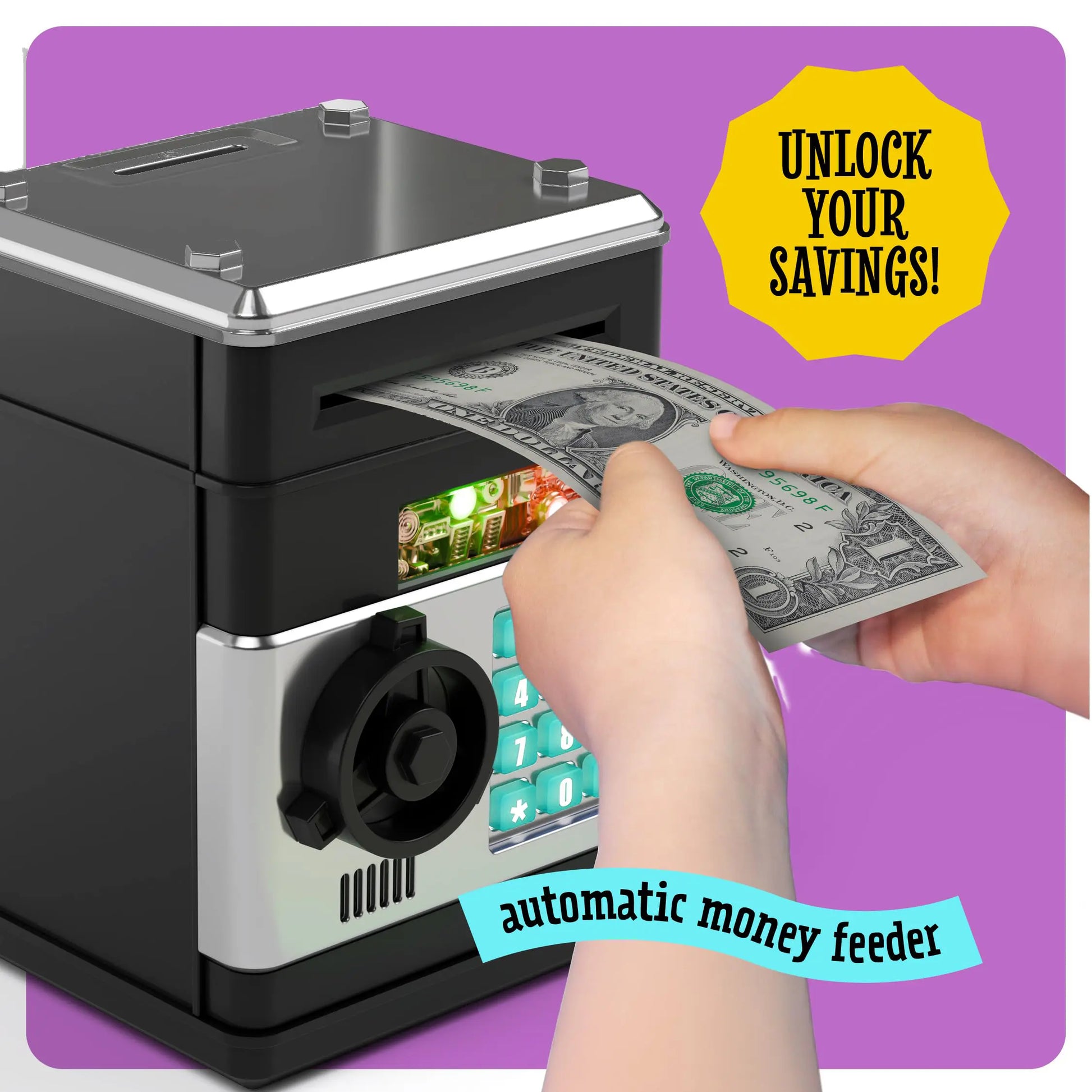Piggy Bank for Boys Adults, Electronic ATM Coin Cash Bank with Password Code Lock and Auto Grab Bill Slot, Large Capacity Coin Bank Money Jar for Adults, Designed for All US Coins, Capacity 10000+