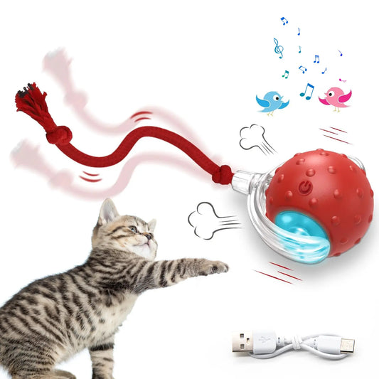 Interactive Cat Ball Toy | Bird Chirping & Motion Activated Rug Kicker
