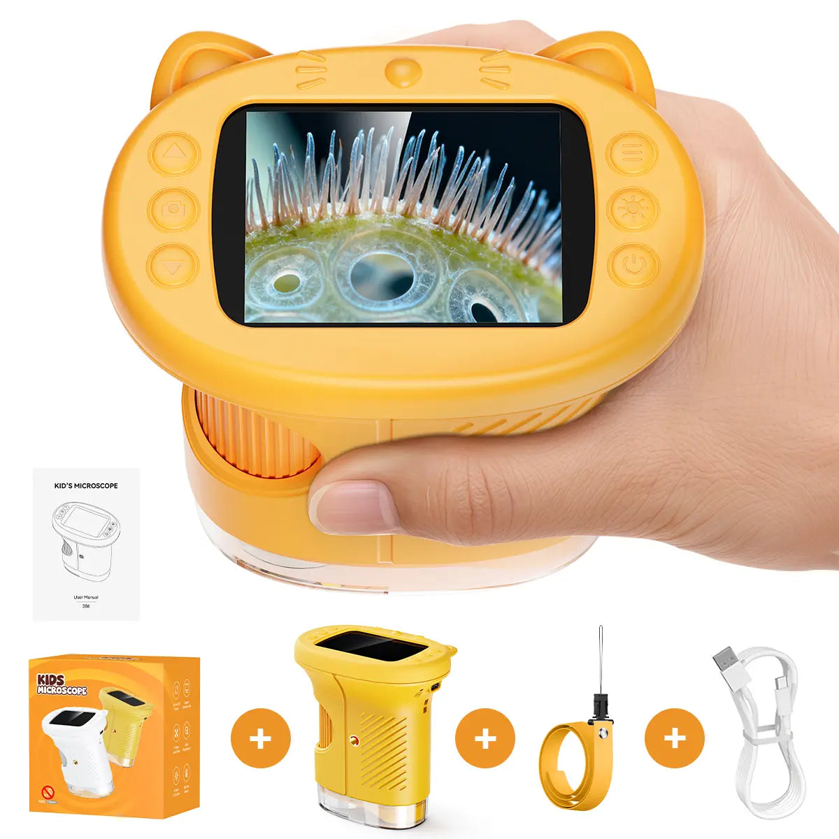 【2026 Upgrade】 1000X Handheld Microscope for Kids with 4K 2.0" Screen, Photo & Video Camera, Rechargeable and Portable, a Fun STEM Gift & Birthday Present for Ages 3+