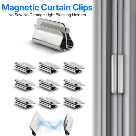 10 Pairs The New Magnetic Curtain Clips | Strong Double-Sided Light Blocking Magnets, No-Pin No Damage Curtain Closure for Blackout Curtains, Shower Liners, Bedroom Office-YY