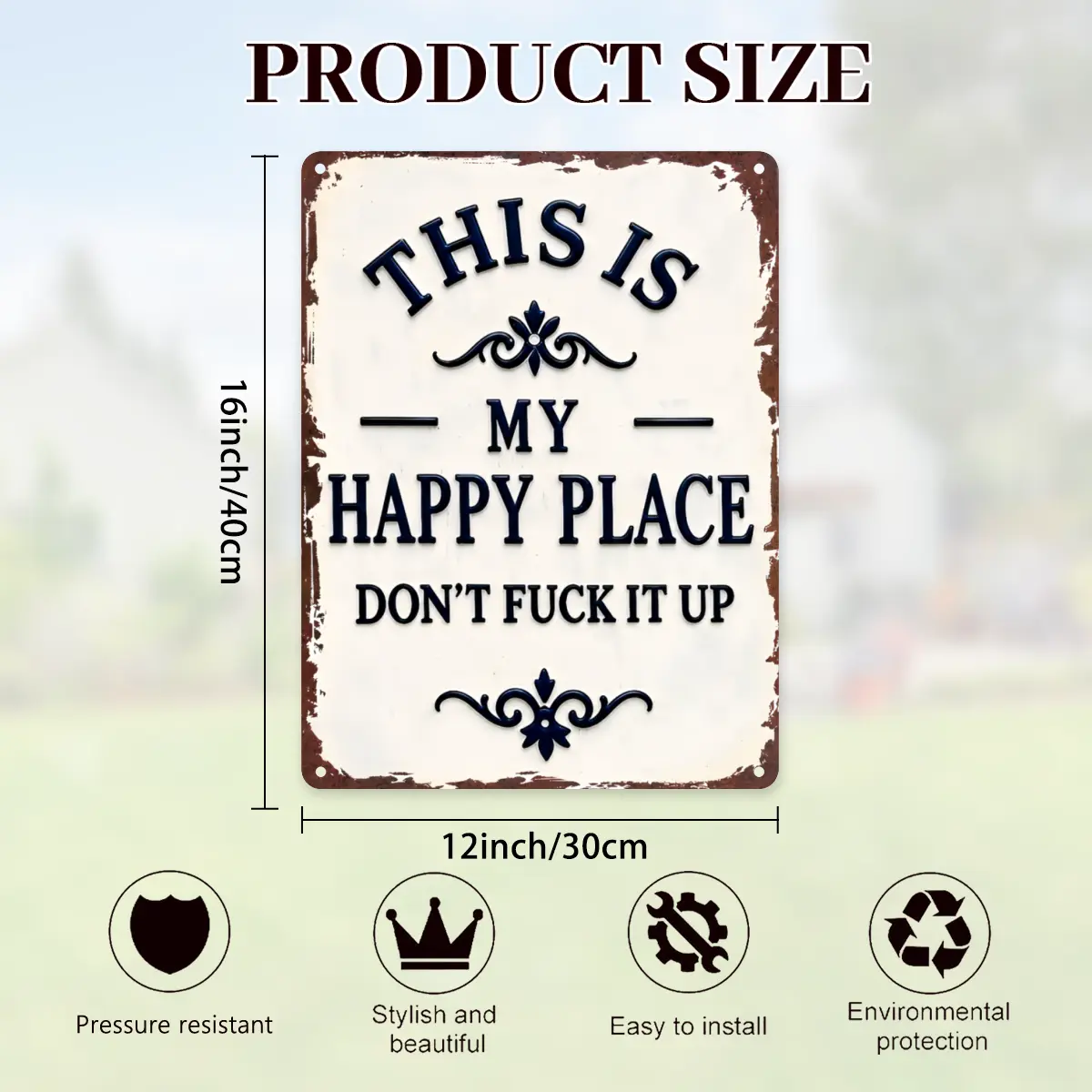 My Happy Place Don't Ruin The Fun Metal Sign – 8x12 Inch Rustic Aluminum Wall Decor
