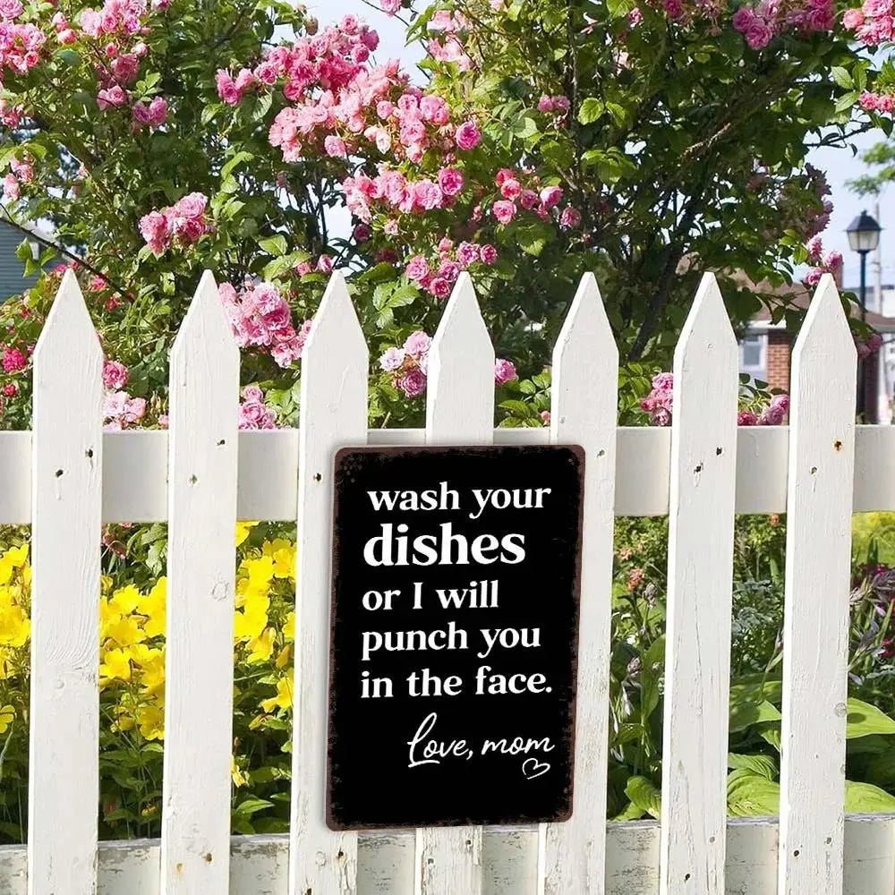 Funny 'Wash Your Dishes' Metal Tin Sign (8"x12") - Waterproof Matte Decor Gift