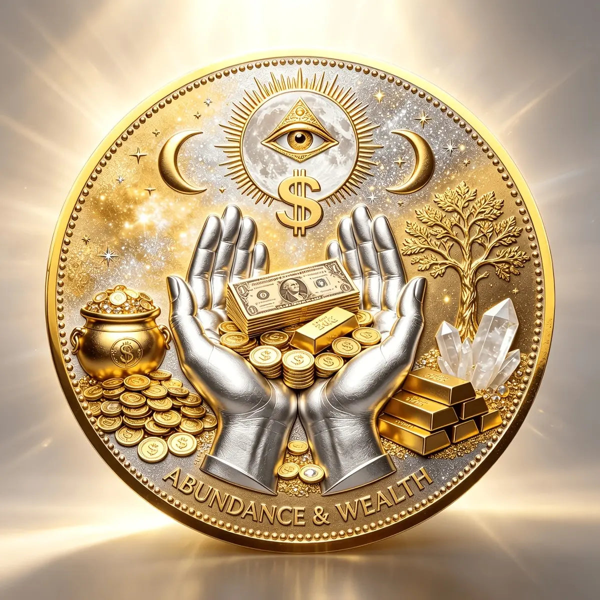 3D Wealth Prosperity Coin, All-Seeing Eye Collectible, Luck Charm, Portable Fortune, Ornaments
