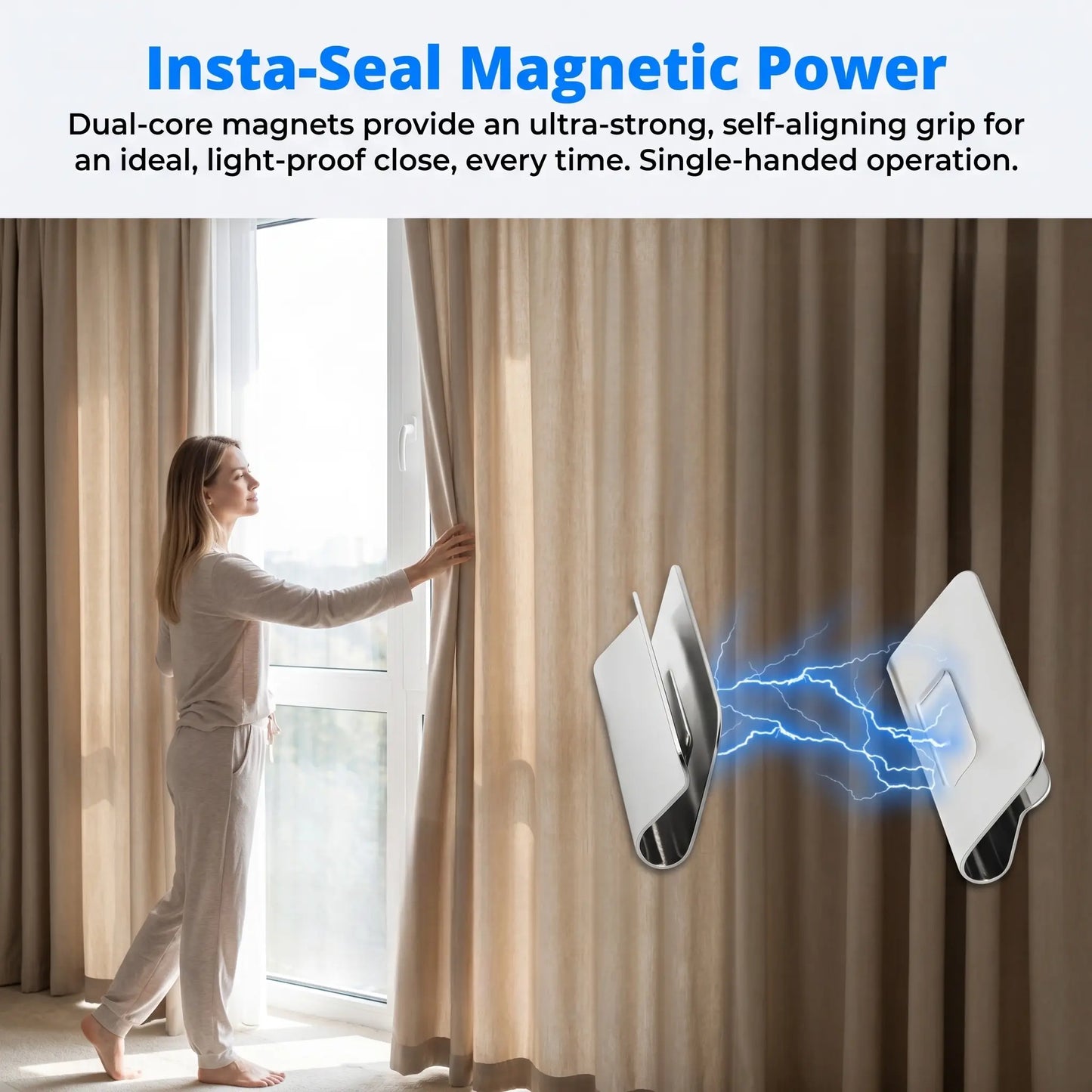 10 Pairs The New Magnetic Curtain Clips | Strong Double-Sided Light Blocking Magnets, No-Pin No Damage Curtain Closure for Blackout Curtains, Shower Liners, Bedroom Office-YY