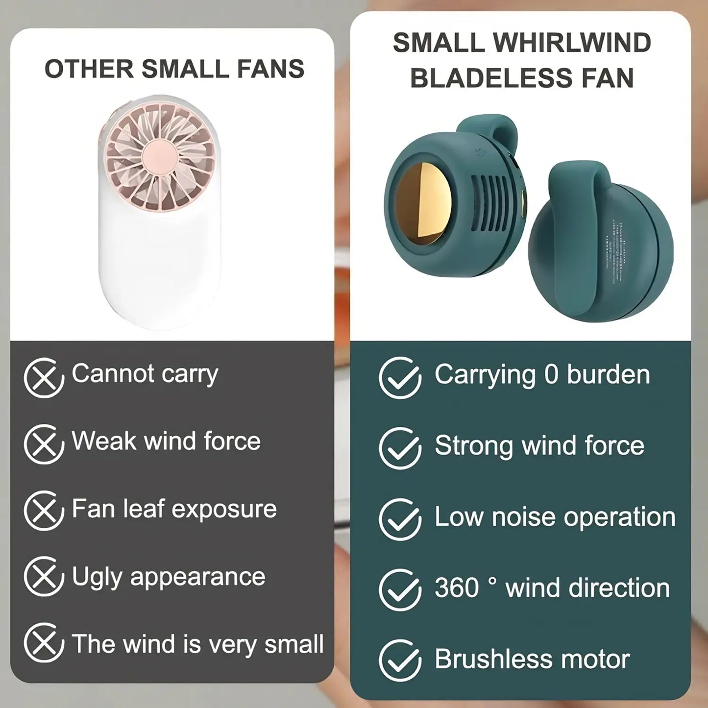 Portable Mini Bladeless Waist/Shirt Clip-On Fan | 3-Speed Silent Personal Fan for Outdoor, Sports & Summer Gifting