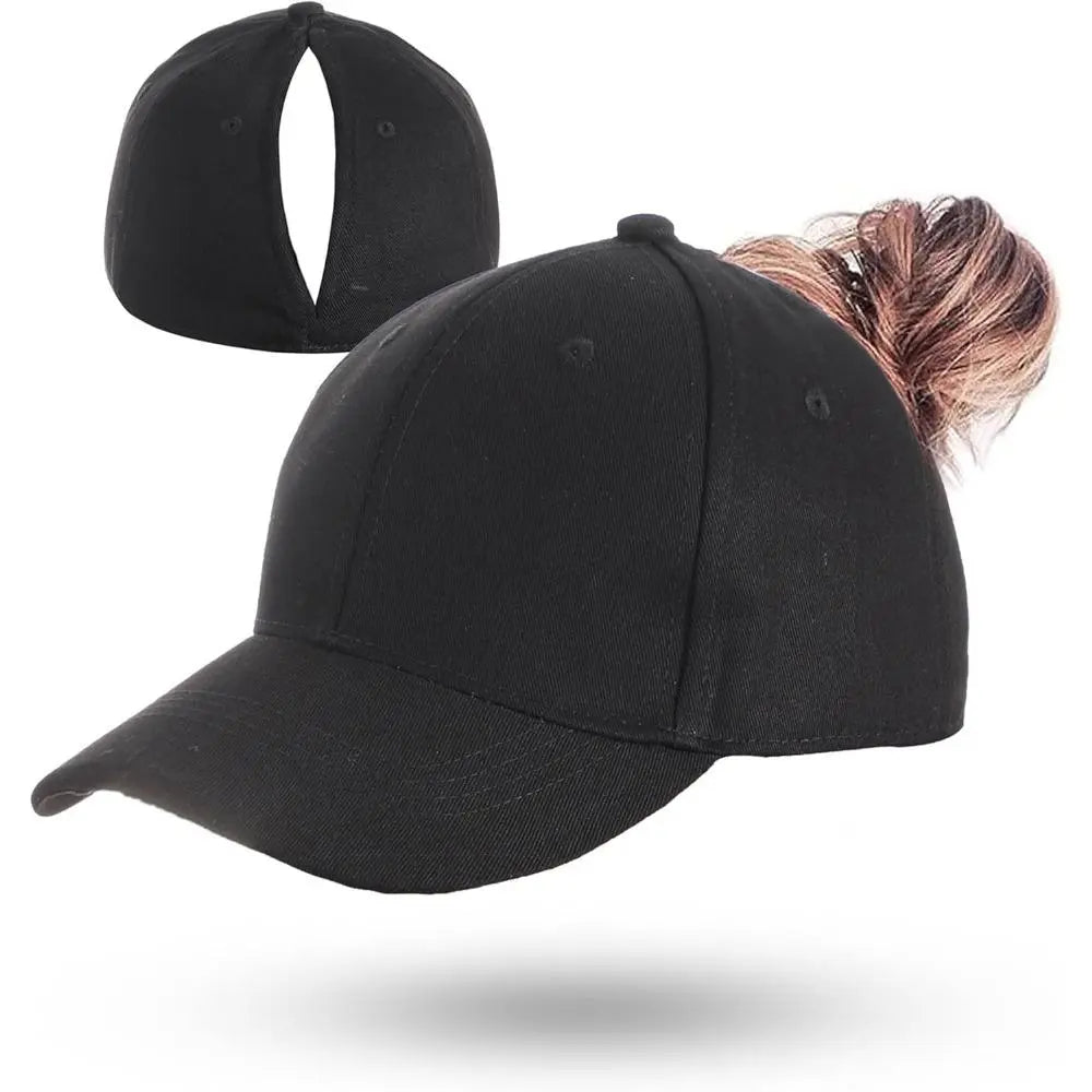 Magnetic Ponytail Baseball Cap – Adjustable Cotton Hat for Women