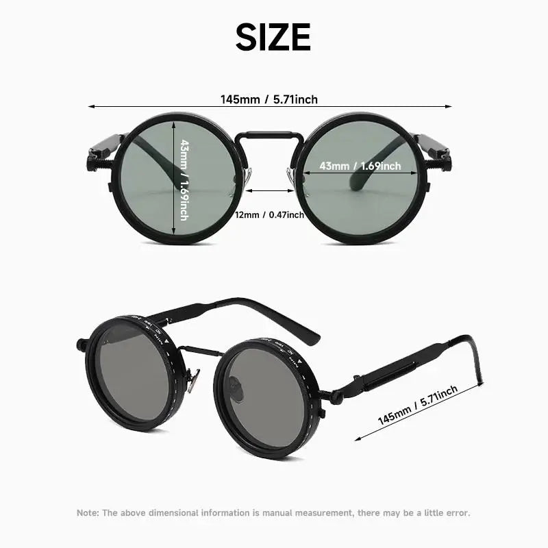 Polarized Round Sunglasses for Men Women, Retro Punk Style UV400 Protection Shades, Clear Vision Eyewear for Fishing Outdoor Activities