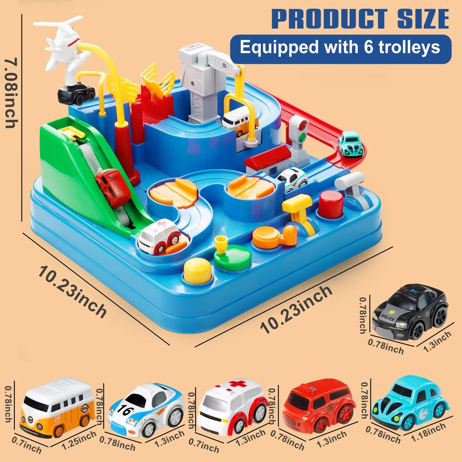 Kids Race Track Adventure Toy – Interactive Puzzle Track Playset with 6 Cars, Builds Thinking & Fine Motor Skills, Safe & Easy Assembly