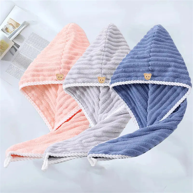 3 Pack Microfiber Hair Towels – Quick Dry Super Absorbent Hair Wraps