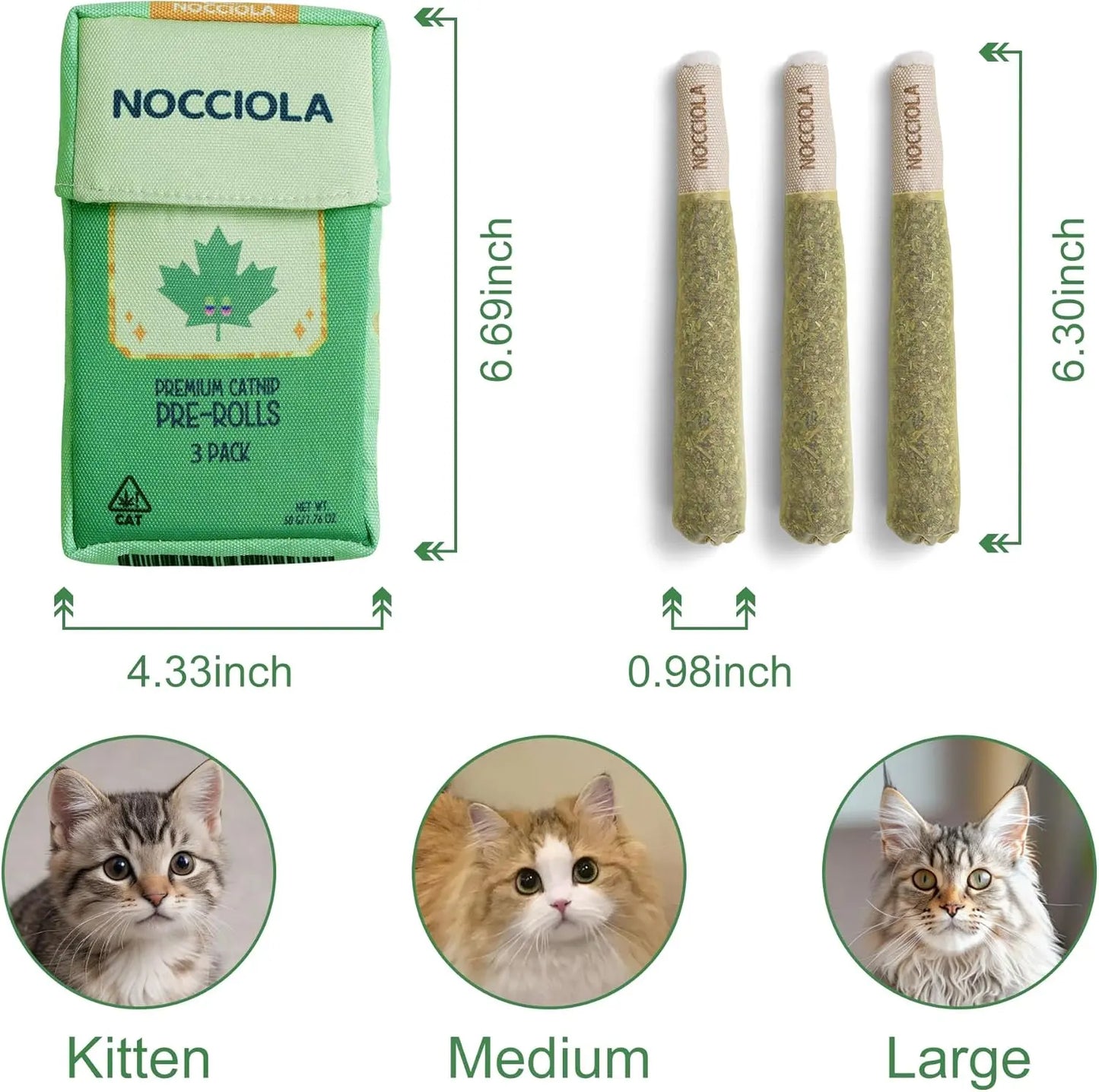 Nocciola Purr-Re-Roll Set: 100% Natural Catnip Filled Kicker Toys