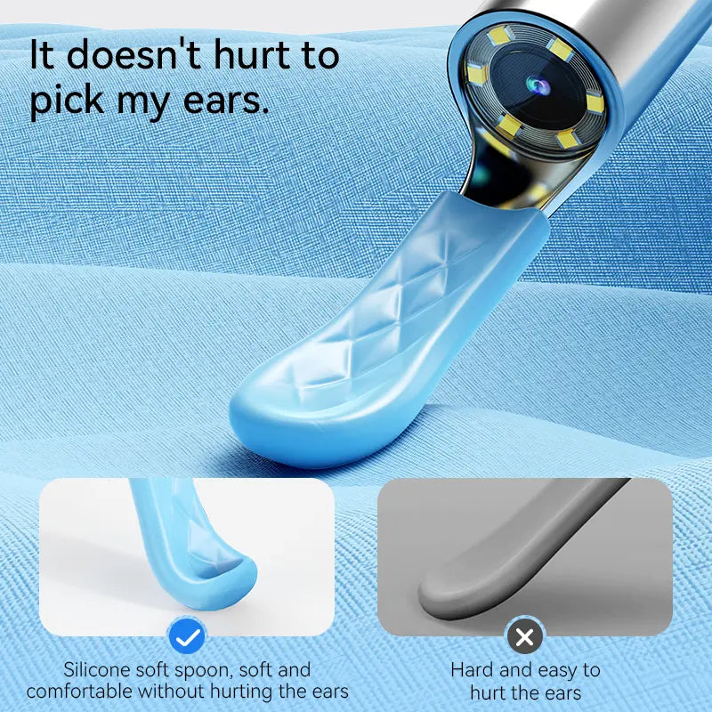 720P HD EarWax Removal Tool with Camera 6 Ear Spoons Set Rechargeable USB Battery Dual Power Safe Ear Care Gentle with WiFi Ear Cleaning summerwins