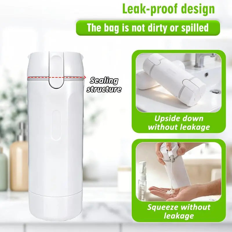 4-in-1 Travel Dispenser Bottle, Leak-Proof Refillable Silicone Squeeze Container with Lock, Compact and Lightweight Toiletry Organizer, Easy to Carry, Ideal for Business Trips, Vacations, and Frequent Travelers