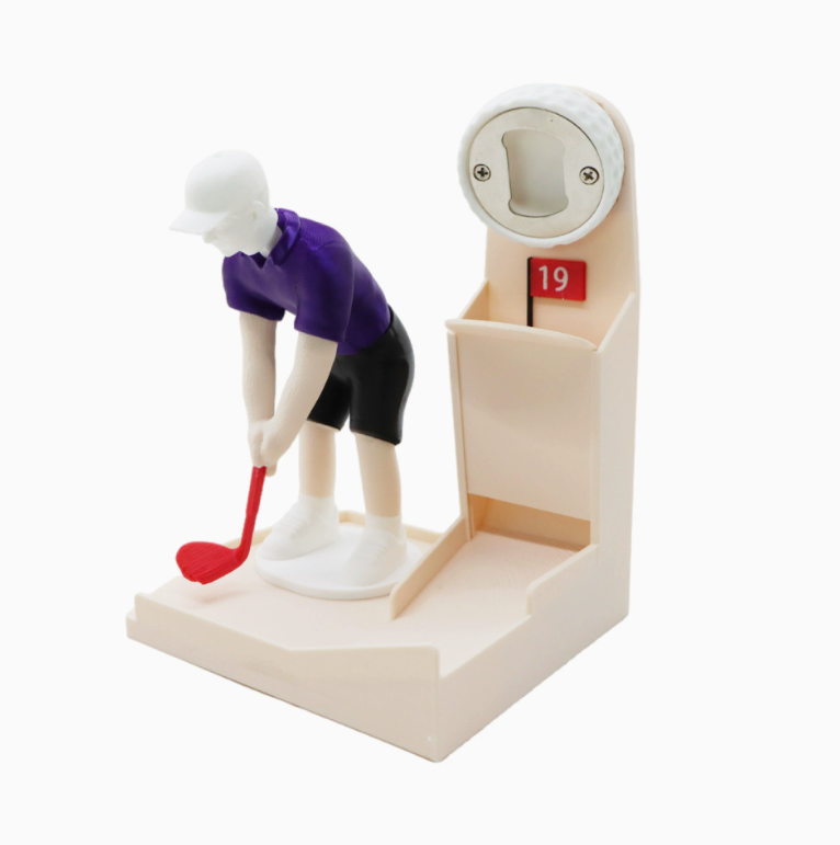 Golf Bottle Opener Caddy – Novelty Golfer Beer Holder & Built-In Cap Opener Gift for Men