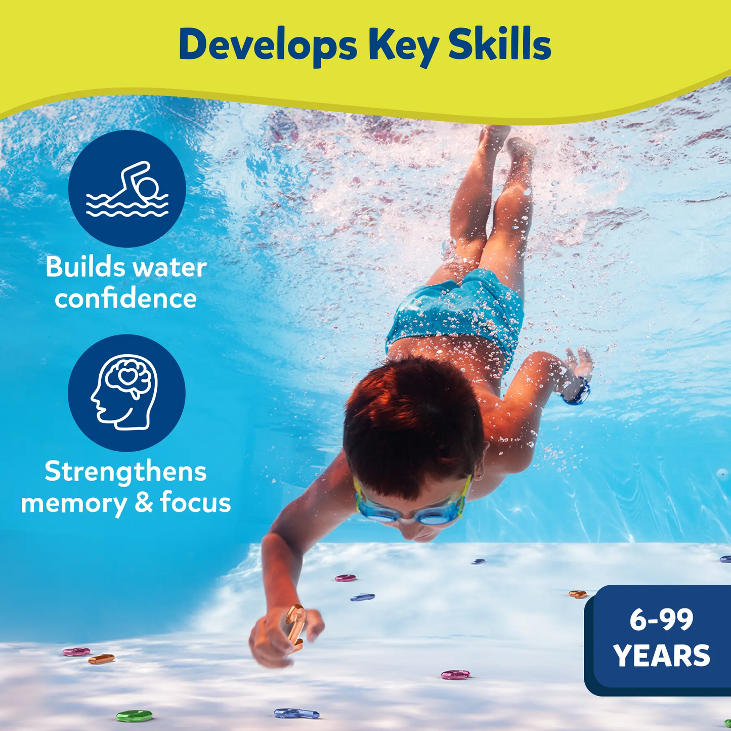Underwater Seek & Splash Diving Pool Game - Skillmatics Search & Find Learning Pool Toy