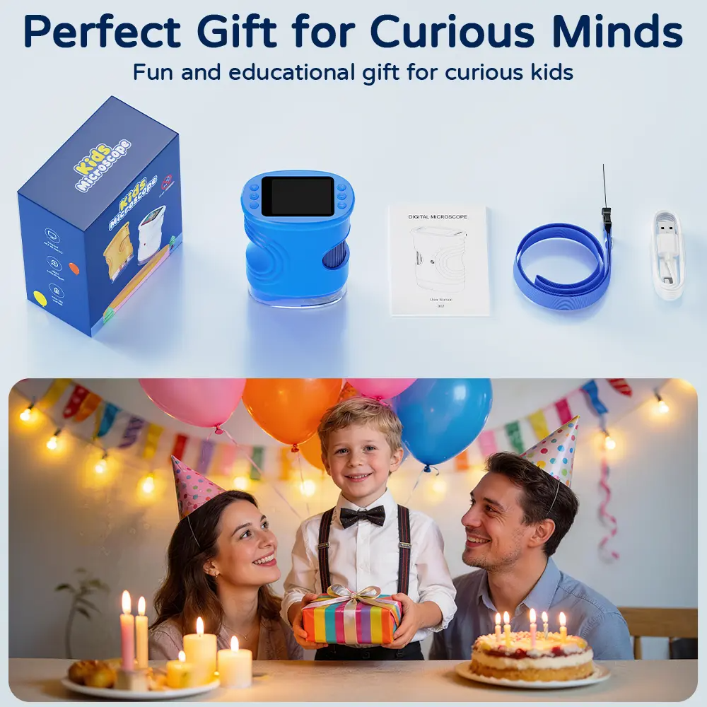 【2026 Upgrade】 1000X Handheld Microscope for Kids with 4K 2.0" Screen, Photo & Video Camera, Rechargeable and Portable, a Fun STEM Gift & Birthday Present for Ages 3+