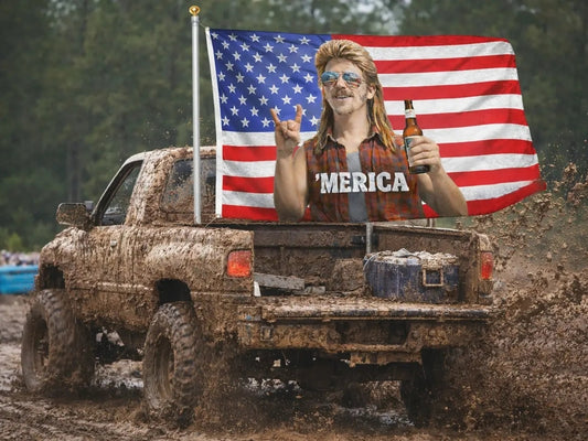 ’MERICA Mullet Man American Flag – Funny Patriotic Truck