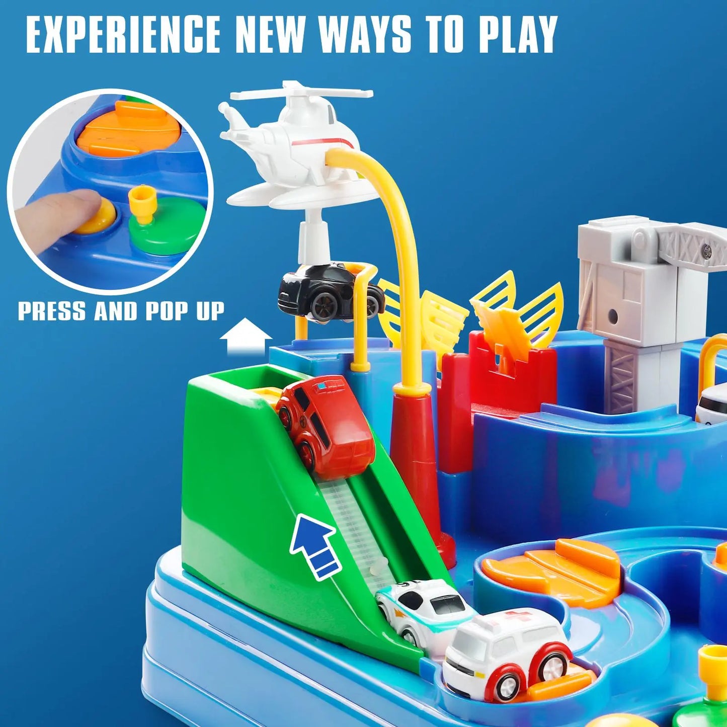 Kids Race Track Adventure Playset with 6 Cars – Interactive Educational Puzzle Toy