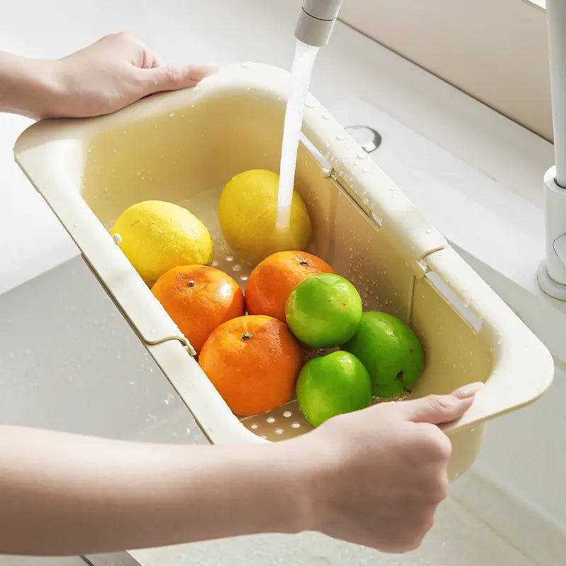 Collapsible Sink Colander Basket – Expandable Fruit & Vegetable Washing Strainer