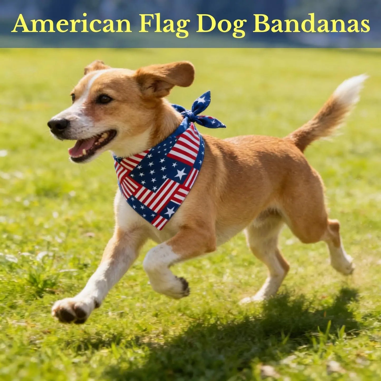 Patriotic American Flag Dog Bandana - Funny 4th of July Pet Scarf for Holiday Festival
