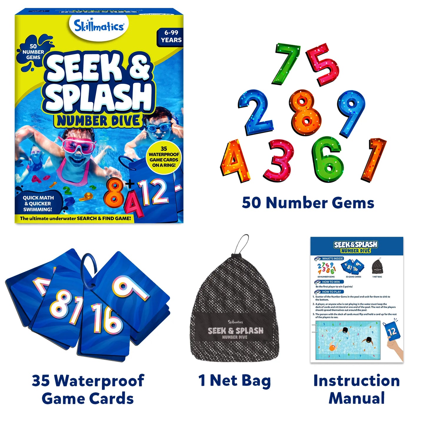 Underwater Seek & Splash Diving Pool Game - Skillmatics Search & Find Learning Pool Toy