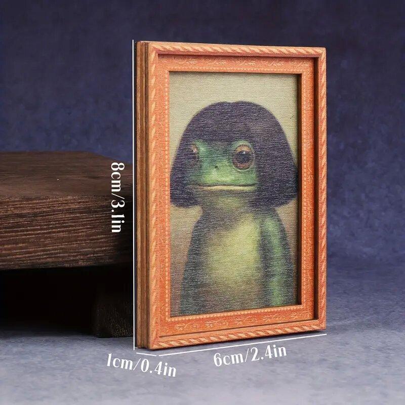 1pc Funny Frog Magnet - Mini Fridge Magnet with Green Frog & Haircut, Modern Kitchen Decor, Durable Wood Construction for Refrigerator, Fridge