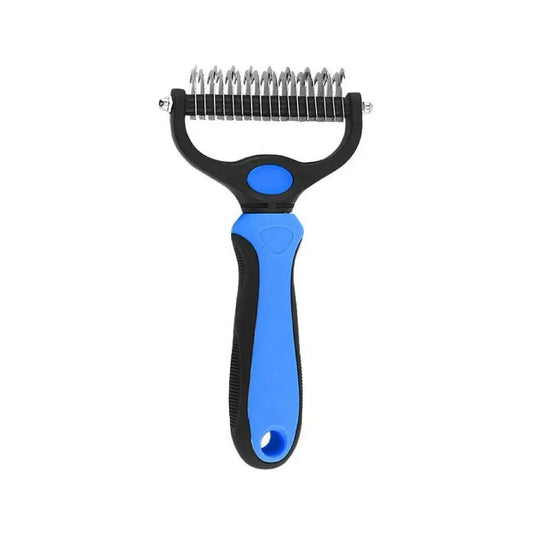 Double-Sided Pet Dematting Rake – Undercoat Grooming Tool for Long-Haired Dogs & Cats