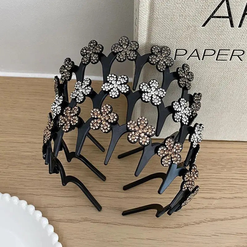 Wavy Crystal Butterfly Headband Set for Women (Non-Slip Hair Accessories)