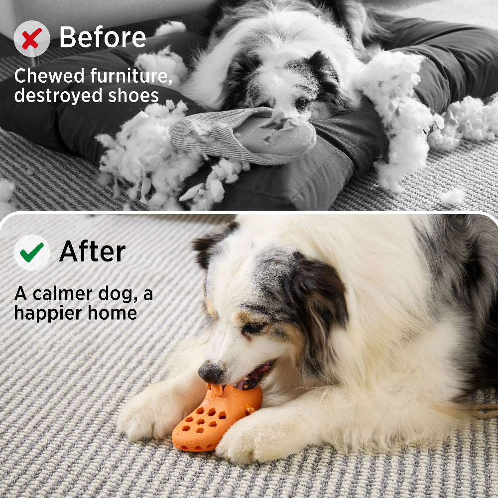 Clog-Shaped Dog Treat Dispensing Toy – Interactive Rubber Chew Toy for Puppies & Small Dogs