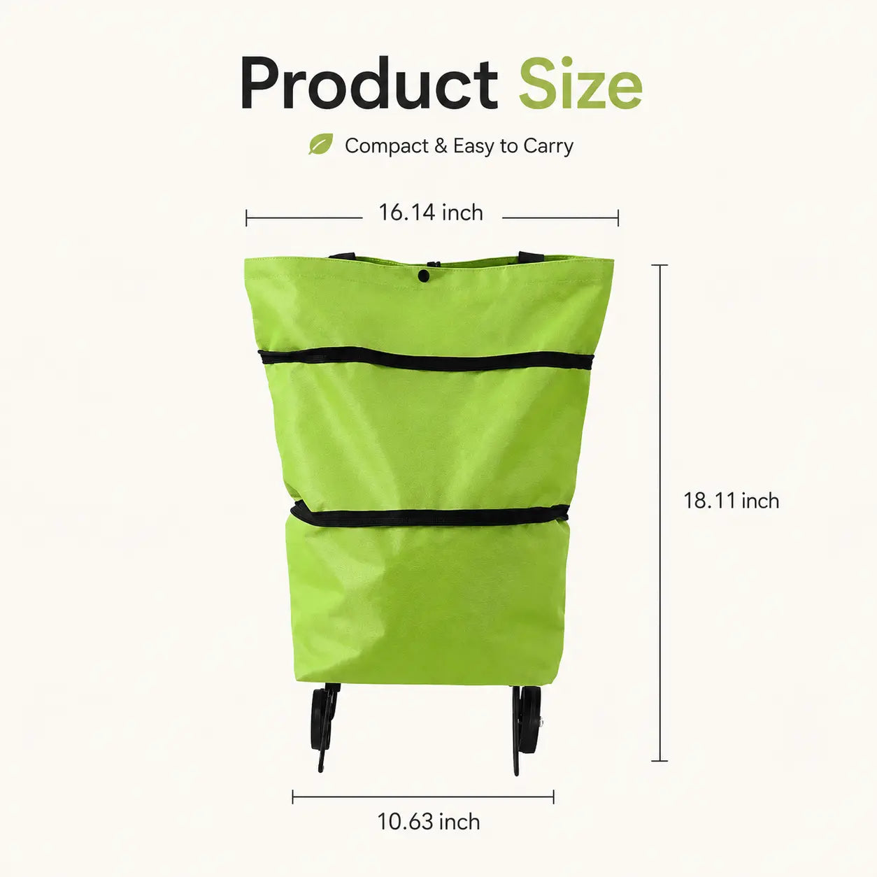 Foldable Shopping Trolley Bag with Wheels, Reusable Rolling Grocery Tote for Supermarket, Travel & Laundry