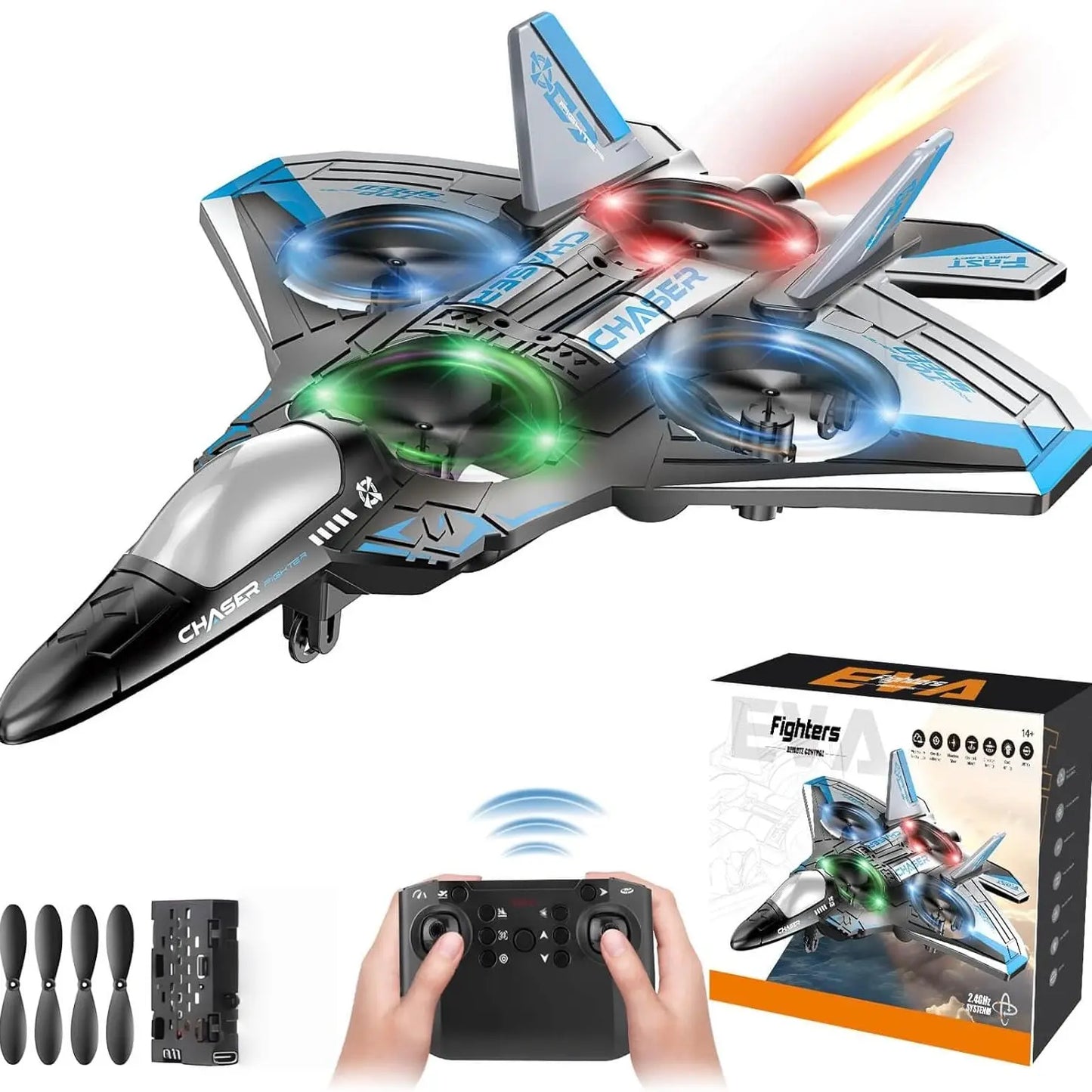 Remote Control Fighter Jet Toy with Stunt Flying Modes for Kids