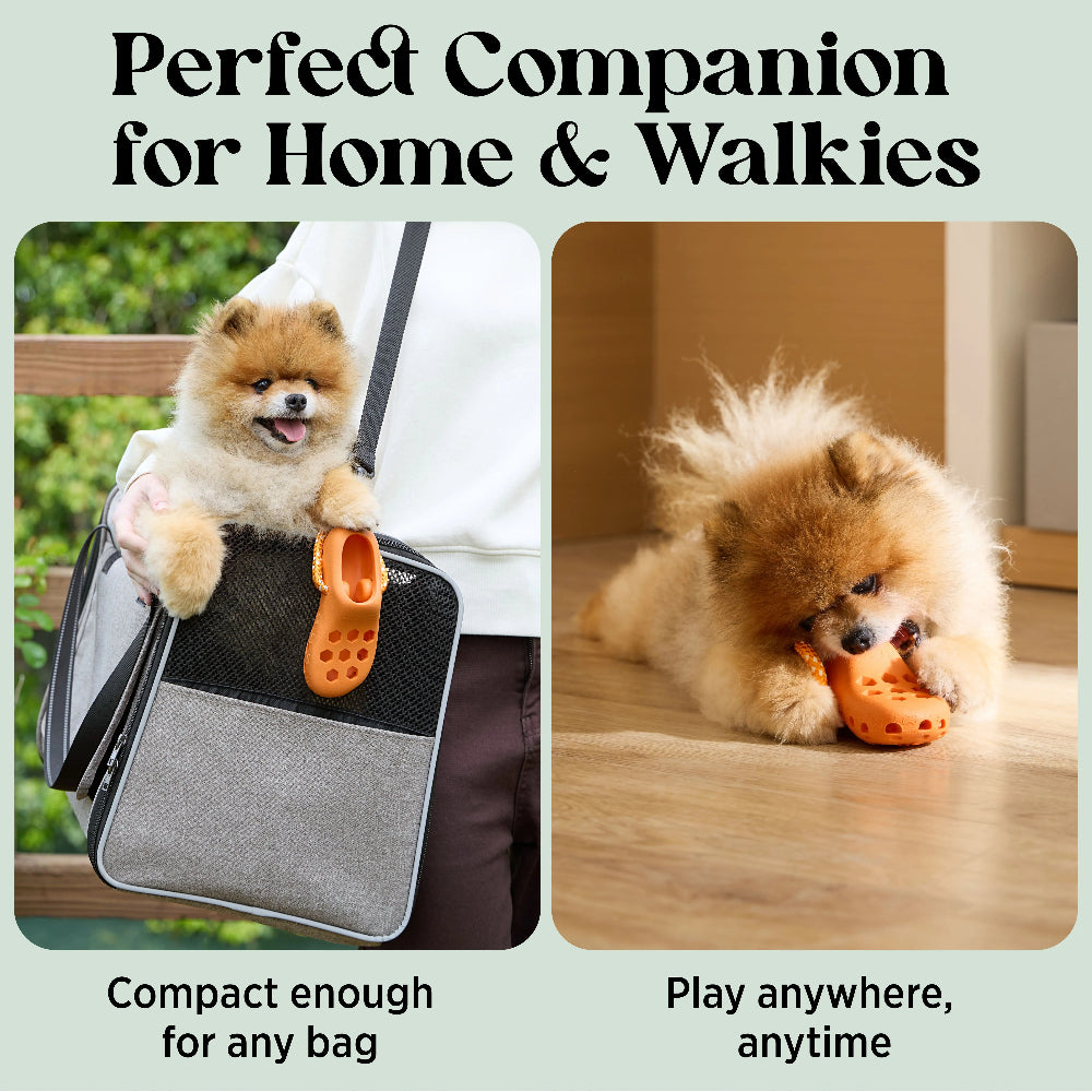Clog-Shaped Dog Treat Dispensing Toy – Interactive Rubber Chew Toy for Puppies & Small Dogs