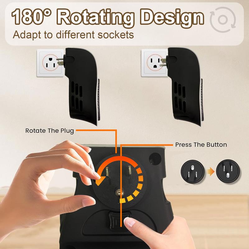 Space Heater For Pet Room, Remote Wall Outlet Electric Small Space Heater as Seen on TV with Adjustable Thermostat and Timer and Led Display, Compact for Pet Room, Bathroom