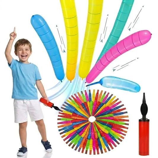 100-Pack Rocket Balloon Set, Balloon Party Supplies with Aerodynamic Tip, Easy-Filling Pump, Reusable No-Refill Design for Outdoor & Indoor Fun, Kids Stuff, Toys for Boys, Gifts for Kids, Mother's Day Gift Option