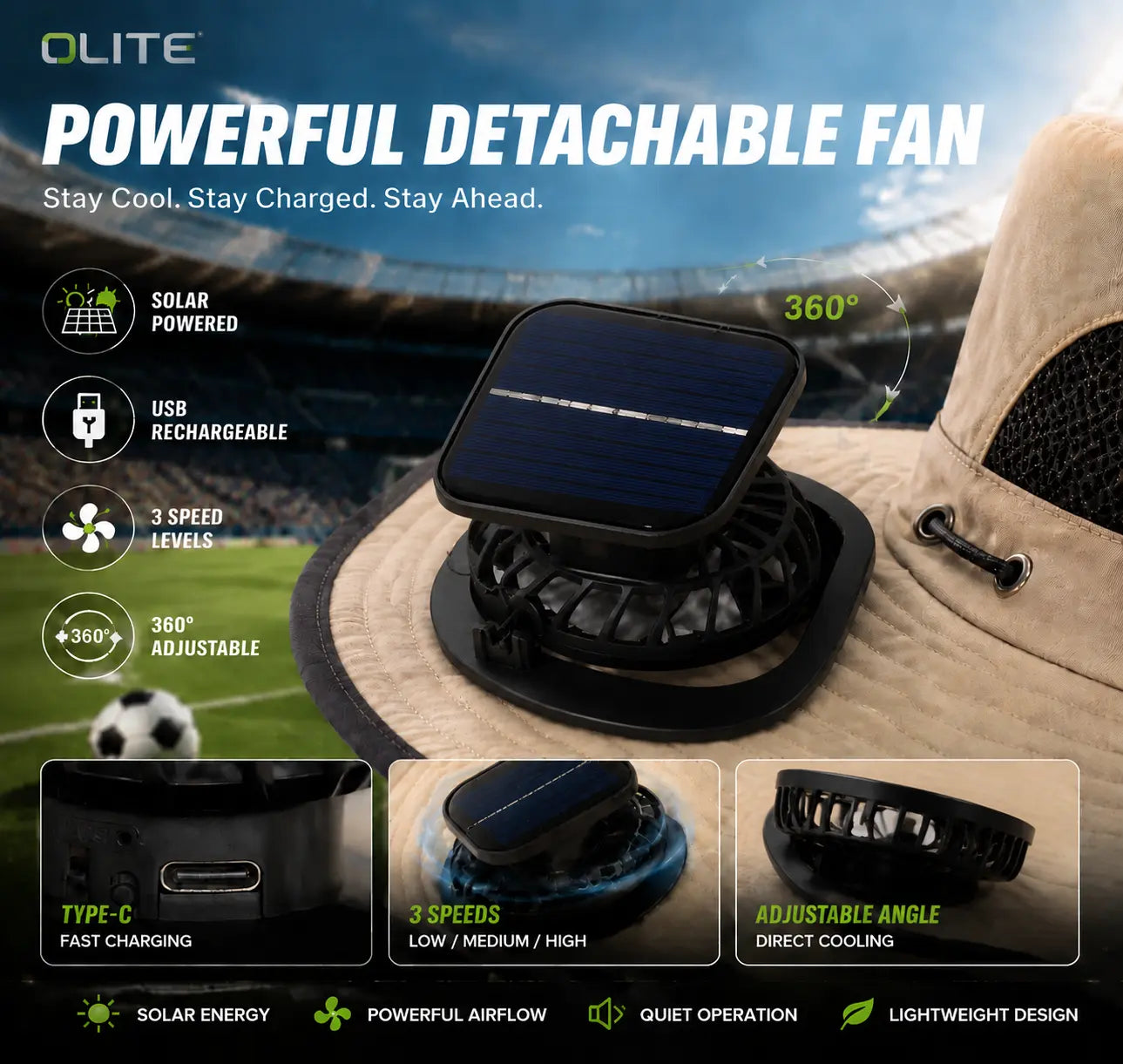 Solar-Powered Cooling Fan Sun Hat – Rechargeable Dual-Power Outdoor Hat