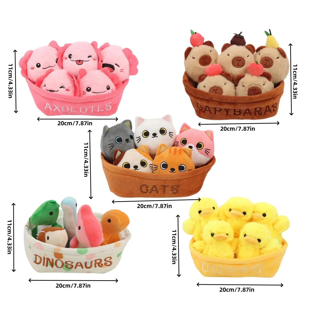A Basket Of Happiness: 6-Piece Emotional Support Animal Mini Plush Set