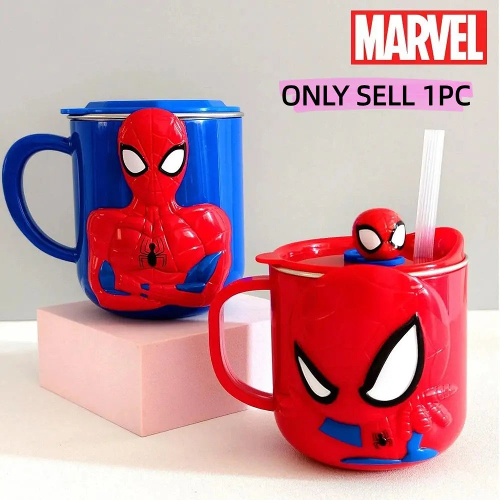 MARVEL Spider-Man 3D Stainless Steel Tumbler with Lid & Straw, Insulated Coffee Cup for Travel, Desk & Gift Use