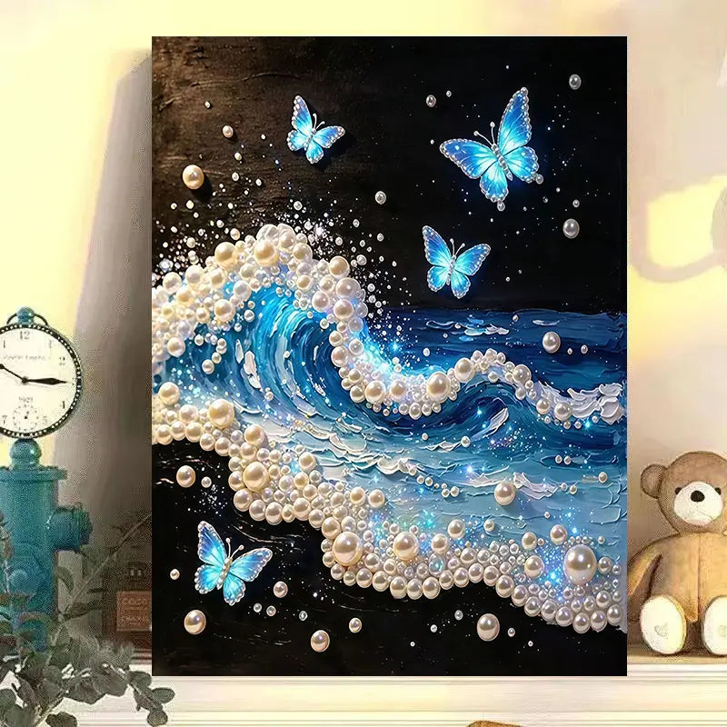 Fireworks Romantic Castle 5D Diamond Painting Kit – DIY Acrylic Round Bead Art Set